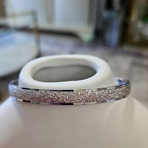 Monet Brushed Textured‎ Vintage Bangle  Silver Bracelet with Sparkling Design